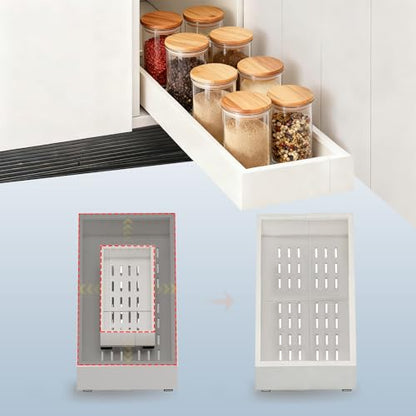 Fokyfok Pull out Cabinet Organizer,7"-11"W,17"-24"D,Expandable,Adhesive - color: White, size: (7"W-11"W)X(17"D-24"D)