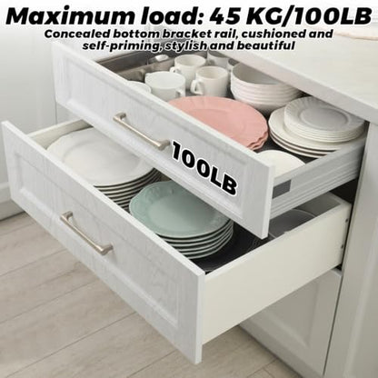 2 Pairs Undermount Drawer Slides 14 Inch Soft Drawer Slides - size: 14 IN
