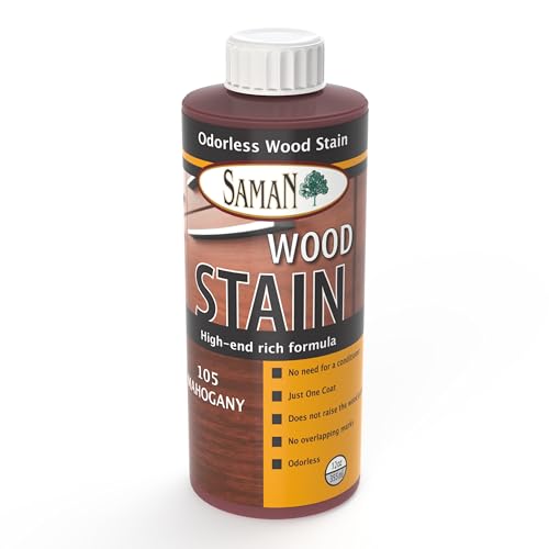 SamaN Interior Water Based Wood Stain - Natural Stain for Furniture, Moldings, Wood Paneling,Cabinets (Mahogany TEW-105-12, 12 oz) - color: Mahogany, size: 12 oz