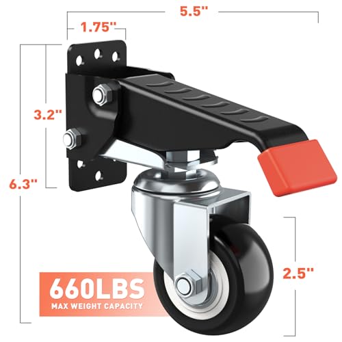 SPACEKEEPER Workbench Casters kit 660 Lbs- Retractable Casters, 4 Pack