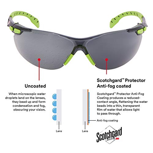 3M Safety Glasses, Solus 1000, Scotchgard Gray Lens, Green/Black Frame - style: Gray Lens, Green/Black Frame