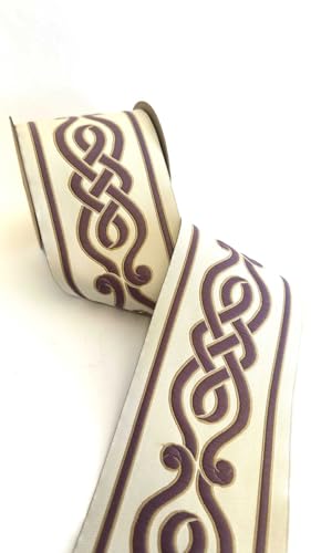 Jacquard Embroidered Trim Tape – Decorative Woven Border for Drapery, Upholstery, Cushions & Home Decor | Ideal for Interior Design, Sewing & Wholesale Projects (V6, 3.9" 3.8 Yards) - color: V6, size: 3.9" 3.8 Yards
