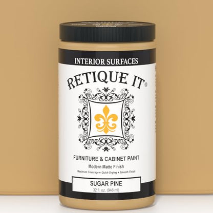 Retique It Furniture and Cabinet Paint - Paint for Cabinets, Dressers, Tables, Doors and DIY Home Decor Projects, Sugar Pine, 32 oz