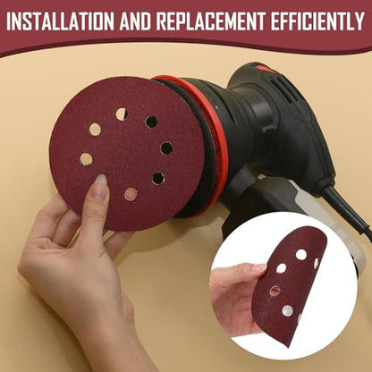 500 Pcs 5 Inch 8 Hole Sanding Discs, 60/80/120/220/320, Red - color: Red, size: 60/80/120/220/320