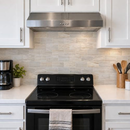 StyloVue 100 Pieces Peel and Stick Backsplash for Kitchen, 3" x 6" PVC Subway Tile Upgraded Grayish Beige with Gray Grout Backsplash Stick on Tile Elevate Kitchen, Bathroom, Fireplace,RV - color: Grayish Beige