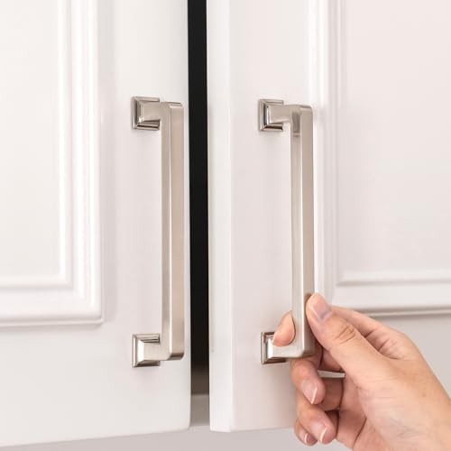 homdiy 20 Pack 5 Inch Brushed Nickel Cabinet Pulls, Solid Zinc Alloy - color: Brushed Nickel, size: 5-1/16" Hole Center