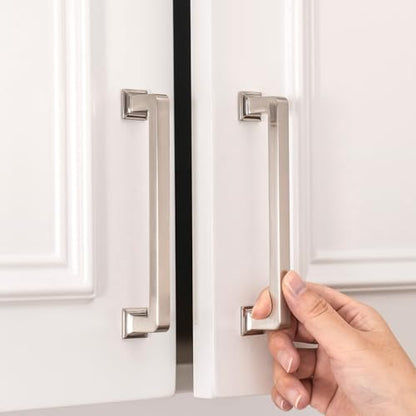 homdiy 20 Pack 5 Inch Brushed Nickel Cabinet Pulls, Solid Zinc Alloy - color: Brushed Nickel, size: 5-1/16" Hole Center