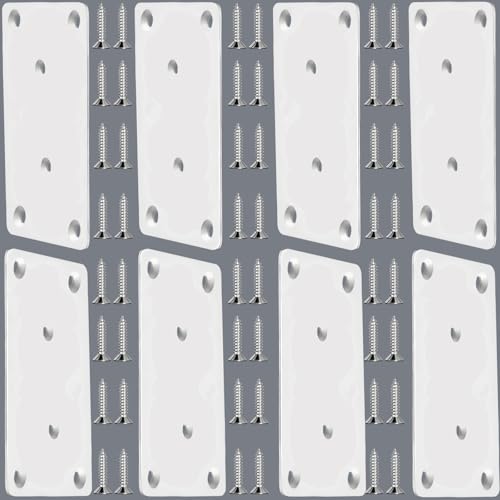 8 Pack White Mending Plates 3.11" x 1.57" x 0.08 inch Flat Brackets - size: 3.11 x 1.57 x 0.08 inch/80 x 40 x 2 mm