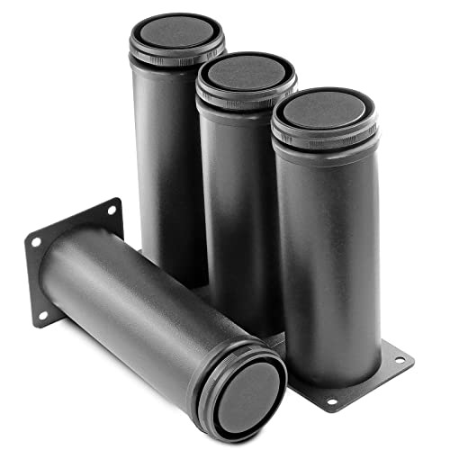 Stainless Steel Adjustable Furniture Legs 6 Inch - Black - 4pcs - color: Black, size: 6"