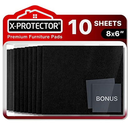 Felt Furniture Pads X-PROTECTOR 10 PCS - Premium 8” x 6” x 1/5” Heavy Duty - color: Black, size: 8” x 6”