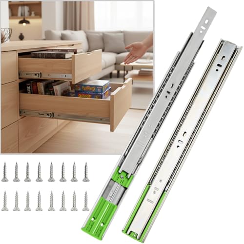 Soft Close 24" Drawer Slides, Full Extension Side Mount, 6 Pairs - size: 24 Inch