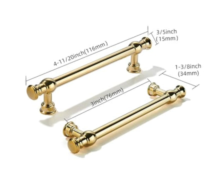 khtumeware Handmade 100% Solid Real Brass Unlacquered Brass Cabinet Pulls - size: 3 Inch Hole Center