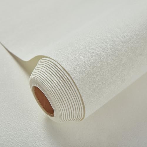 Fabric Grasscloth Texture Self-Adhesive Wallpaper Linen Peel and Stick Wallpaper Easy to Apply Removable Easy to Clean for Bedroom Livingroom Cabinet 16.5inx236.2in -White - color: White