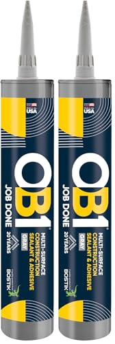 OB1 Universal Caulk Sealant & Adhesive Gray 10.1oz | Professional Grade Premium All-in-One Advanced Hybrid 2-in1 | Water Resistant Internal & External | Shrink Crack UV & Fade Resistant | 1 Cartridge - color: Gray, size: 10.1oz (Pack of 2)