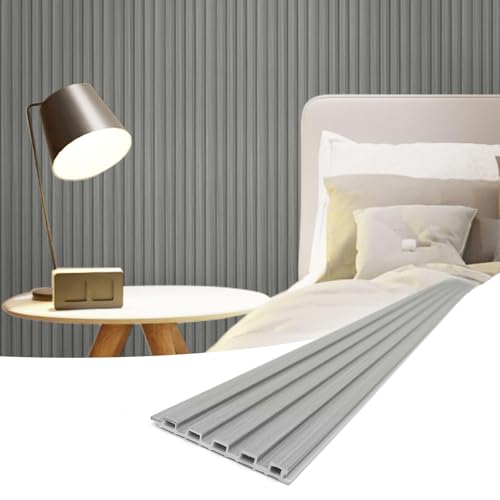 Art3d 96 x 6 Inch WPC 3D Wood Textured Slat Wall Panels, 8-Pack, Gray Oak - color: Gray Oak, size: 96 x 6 x 0.3 inches