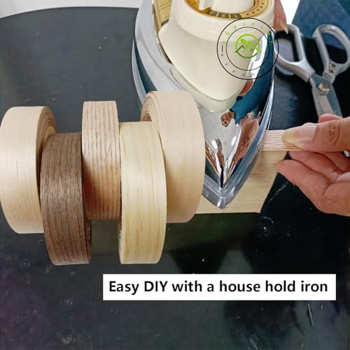 Real Red Oak Wood Veneer Edge Banding Tape,1''×13' Preglued Iron On Edging Band Roll with Self Hot Melt Adhesive,Prefinished Flexible Edgebanding Strip for Laminate Furniture Cabinet Repair - style: Red Oak