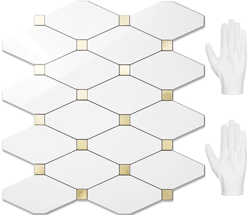 STICKGOO 10 Sheets Peel and Stick Backsplash, Glossy White - color: Glossy White