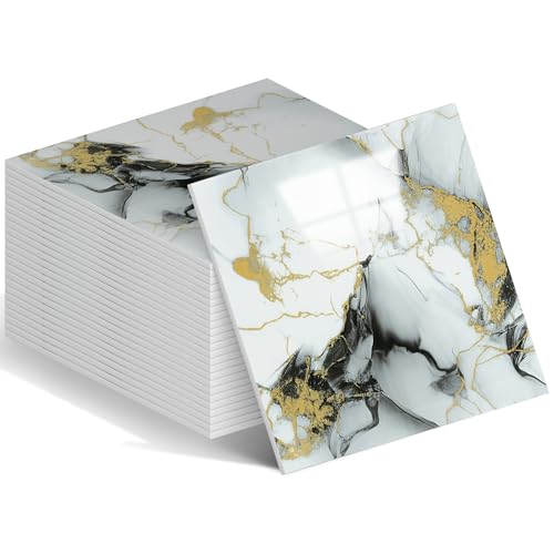 Peel and Stick Tile Shower Waterproof Marble Tiles Wall Panels, 11.8"x11.8" Self-Adhesive Backsplash Tile, 20 Pack - color: Gold with Gray, size: 20 Pack