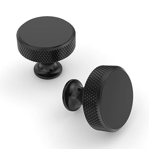 Asidrama 20 Pack Matte Black Kitchen Cabinet Knobs Knurled Dresser Knobs Drawer Knob Cabinet Hardware Aluminum Knob for Dresser Drawers - color: Matte Black, style: 20 Pack