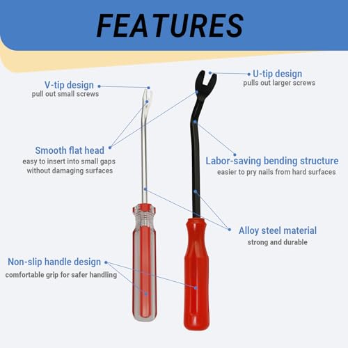 4Pcs Upholstery Staple Nail Remover Tack Puller Tools Set, End Cutting Pliers Staple Remover Tack Puller for Furniture Floor Wall Car Photo Frame
