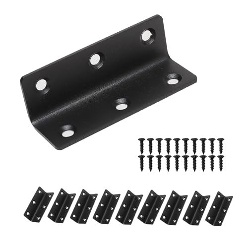 L Bracket, Heavy Duty Corner Brace, 10 Pack 3.2" Metal Shelf Bracket Angle Bracket for Shelves, Black Metal Braces for Wood, 80mm Overall Length - size: 3.2 inch