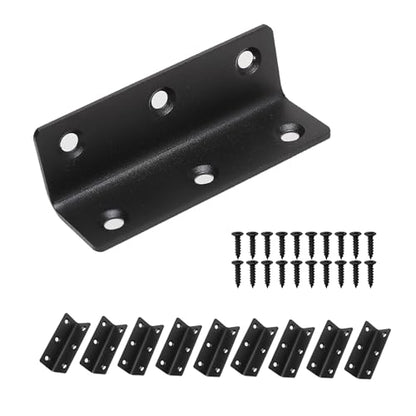 L Bracket, Heavy Duty Corner Brace, 10 Pack 3.2" Metal Shelf Bracket Angle Bracket for Shelves, Black Metal Braces for Wood, 80mm Overall Length - size: 3.2 inch