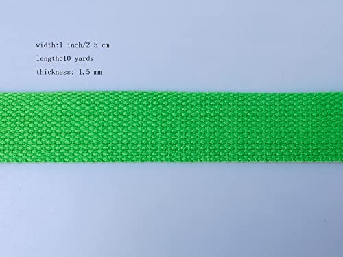 1 Inch Cotton Webbing 10 Yards Cotton Strap for Tote Canvas Bags Crafts Sewing (2079 Bright Green) - color: 2079 Bright Green