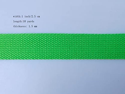 1 Inch Cotton Webbing 10 Yards Cotton Strap for Tote Canvas Bags Crafts Sewing (2079 Bright Green) - color: 2079 Bright Green
