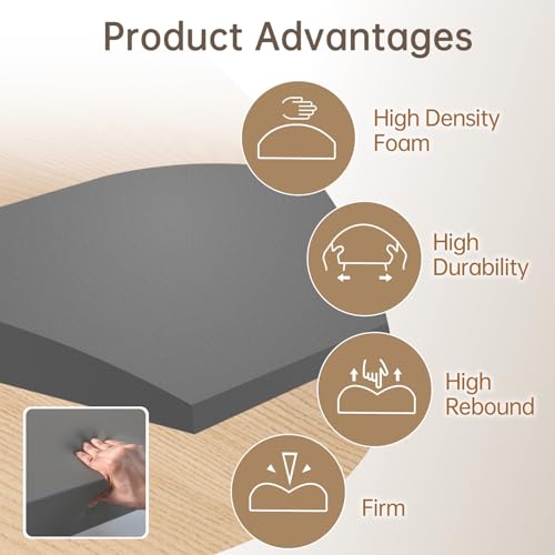 Nigoone 3 Pack Couch Sofa Cushion Support 20"x 20" Foam for Sagging Seat-High Density Foam Under Furniture Loveseat Chair Seat Cushion Sag Repair Anti Slip, Dark Grey