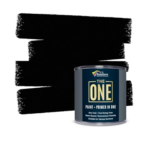THE ONE All-In-One Paint & Primer - Black Matte, 8.5 Fl Oz/250ml Sample | 1 Coat Formula | Easy Indoor & Outdoor Decorating for Home & Garden Walls, Floors & Furniture | Water-Based & Low VOC - color: Black, size: 8.5 Fl Oz (Pack of 1)