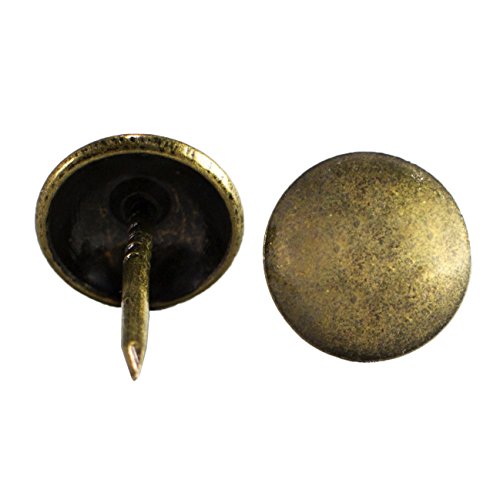 500-Pack Upholstery Tacks - 7/16 inch Decorative Furniture Nails for Chairs, Headboards, and DIY Decor - Antique Brass Heavy Duty Furniture Pins - DX0511AB500