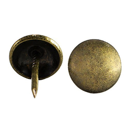 500-Pack Upholstery Tacks - 7/16 inch Decorative Furniture Nails for Chairs, Headboards, and DIY Decor - Antique Brass Heavy Duty Furniture Pins - DX0511AB500