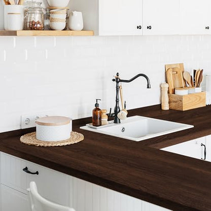 Wood Grain Contact Paper Self Adhesive Peel and Stick Wallpaper for Cabinet - color: Dark Brown, size: 17.7" x 118"