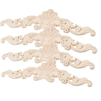 Wood Carved Corner Onlay Applique Door Cabinet Unpainted Home Furniture Decorations (40cm x 10cm) - size: 40cm x 10cm