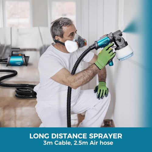 Tilswall Shark800 Paint Sprayer HVLP 800W Electric Spray Paint Gun, Blue - color: Blue