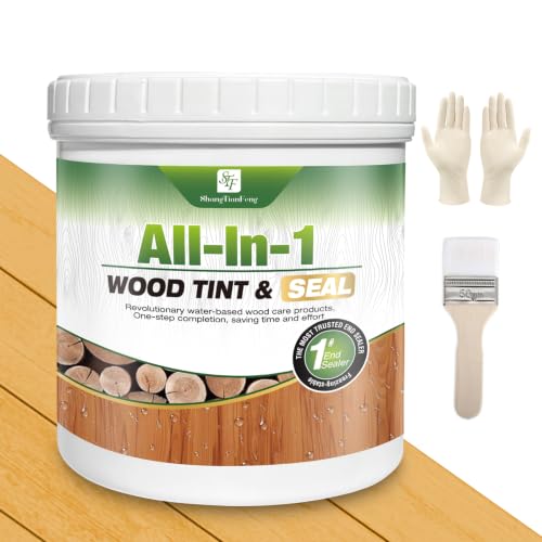 Light Oak Wood Stain & Sealer 16oz | Non-Toxic Eco-Friendly Indoor/Outdoor Wood Finish | Crack-Resistant Coating for Furniture, Fence, Planter Boxes - color: Light Oak, size: 16oz/0.65KG