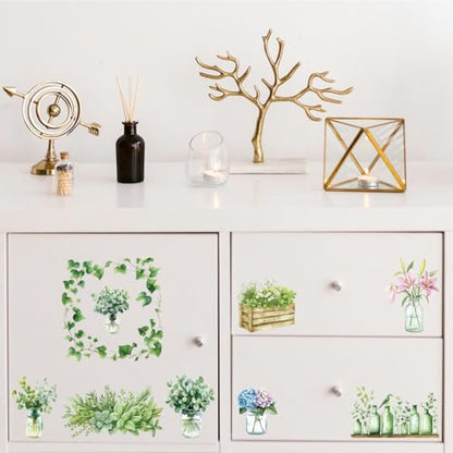 Peacoblue Vases and Plants Rub On Transfers for Furniture Craft 6"x12" - style: Vases and Plants