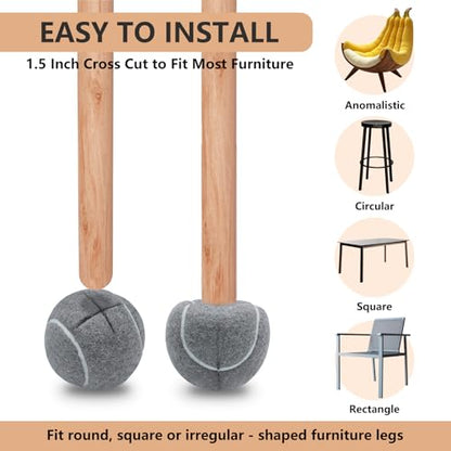 Precut Tennis Balls for Walker and Furniture Legs - color: Grey, size: 60 Pack