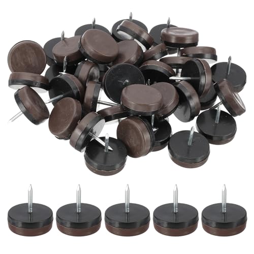 PATIKIL 1.2" Dia Chair Slides, 40 Pcs Nail on Furniture Glides Chair Leg Floor Protectors for Wooden Furniture, Table Feet, Carpet and Hardwood, Brown - color: Brown, size: 1.2"