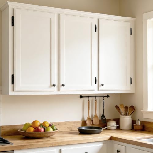 KNOBWELL 1/2" Overlay Black Cabinet Hinges for Cabinet Doors Kitchen 1 Pair - color: Matte Black