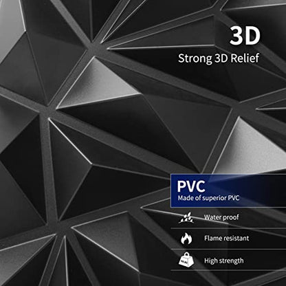 Art3dwallpanels 33 Pack 3D Wall Panels, Black PVC - color: Black