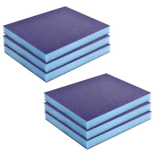 6 Pcs Sanding Sponge, 100 Grit, Wet Dry, Double Sided, Blue - size: 100 Grits