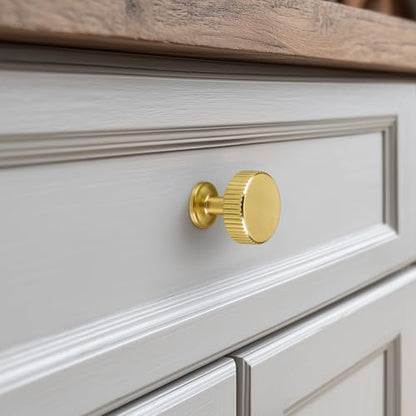 VEHCIL 20 Pack Round Brushed Gold Cabinet Knobs,Single Hole Gold Knobs for Cabinets and Drawers Cupboard Closet Bathroom Dresser Hardware,Solid Zinc Alloy - color: Brushed Brass Gold (20PACK), size: 1.1 Inch