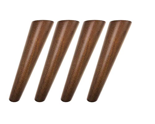 Walnut Color Round Solid Wood Furniture Legs - Perfect for Mid-Century Modern & IKEA Hacks (7 Inches, Set of 4) - size: 7 Inches,Set of 4