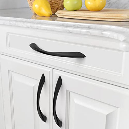 Amerdeco 10 Pack Matte Black 5 Inch(128mm) Hole Centers Kitchen Arch Twisted Cabinet Pulls Cabinet Hardware Kitchen Handles for Cabinets Cupboard Handles Drawer Pulls ZH0048 - color: Matte Black, size: 5"/128MM Hole Center
