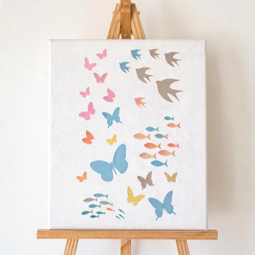 TIAMECH A4 Reusable Butterfly Swallow School of Fish Stencil for Painting - color: Butterfly Swallow School of Fish