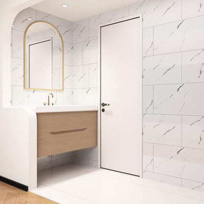Haimin 3D Wall Panels Peel and Stick Marble Tile Look 10 Pack Waterproof - color: White-LYB