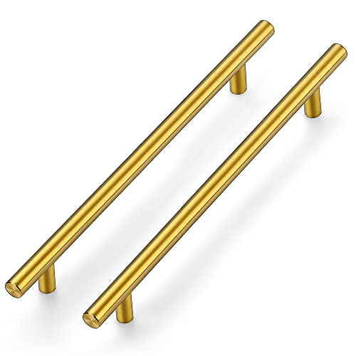 Ravinte Brushed Brass Cabinet Handles, 5 Pack Drawer Pulls, 8-4/5 in - size: 8-4/5 Inch Hole Centers