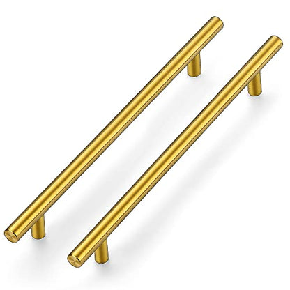 Ravinte Brushed Brass Cabinet Handles, 5 Pack Drawer Pulls, 8-4/5 in - size: 8-4/5 Inch Hole Centers
