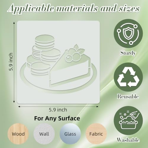 Delicious Stencils for Crafts Reusable 20Pcs Stencils(5.9X5.9 Inch) - color: Delicious
